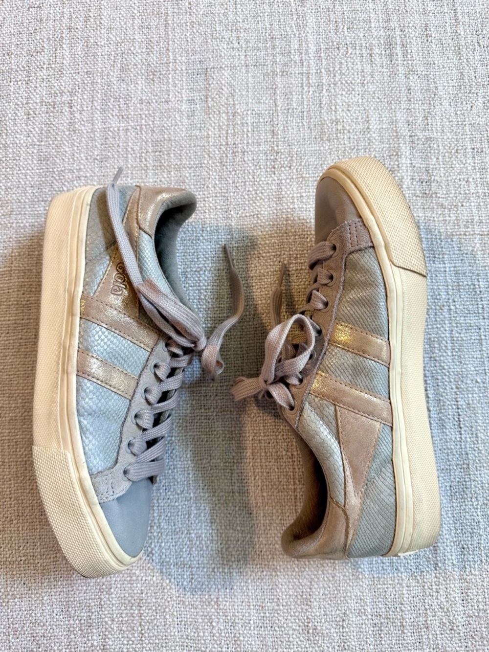Anthropologie GOLA Orchid II Lizard Sneakers Feather Gray Gold Athleisure Wmn 6 - Picture 9 of 16